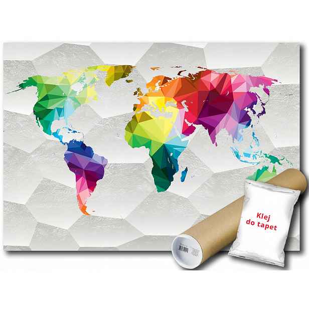 Vliesová fototapeta Mapa světa duha 3D 368x254