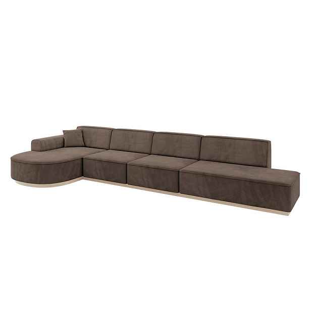 ALTDECOR ROHOVÁ SEDAČKA s otomanem, levá ARRIO-L3 413x171x83 Hnědá Velur