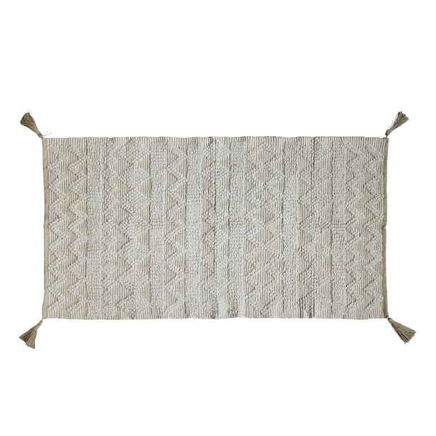 Béžový jutovo-bavlněný koberec se vzorem a střapci Juo - 70*150 cm Chic Antique