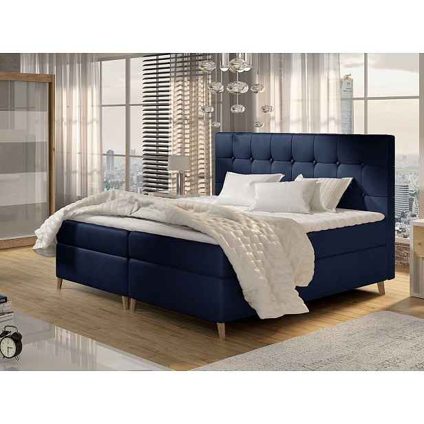 Moderní box spring postel Ariel 180x200, modrá HELCEL