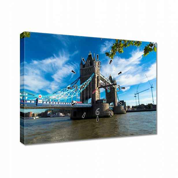 Nástěnné hodiny 60x40 Tower Bridge s oblohou