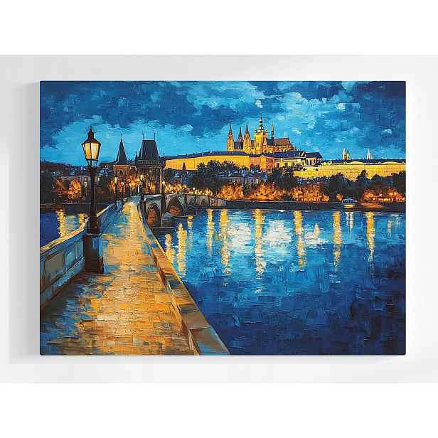 Plakát Město Praha Hradčanský Most Řeka Vltavská 100x75