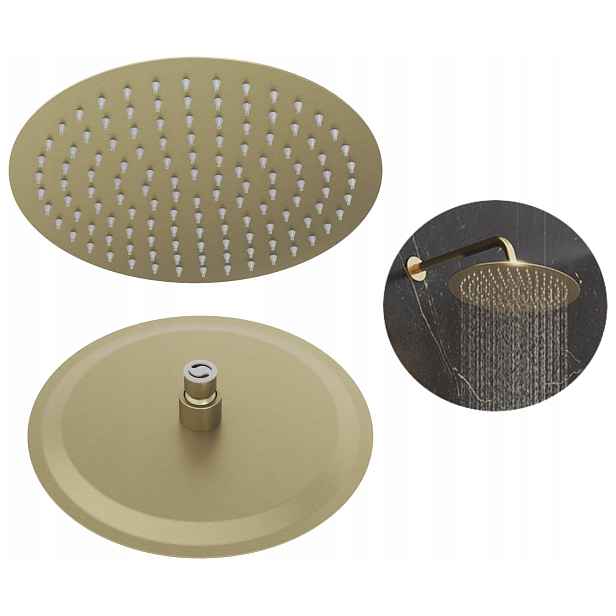 Sprchová dešťová sprcha kulatá zlatá Slim pro kabiny 30 cm
