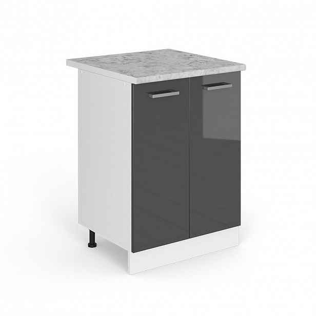 Vicco UNIVERZÁLNÍ ZÁKLADNÍ JEDNOTKA R-Line Antracitový vysoký lesk 60 cm s dvířky, s pracovní deskou