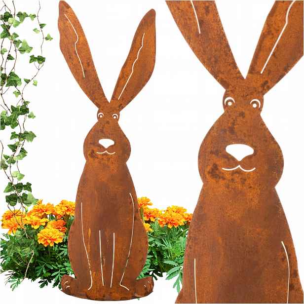 Zahradní Figurky Zahradní Dekorace Kovová Figurka Králík Velikonoce 55 CM