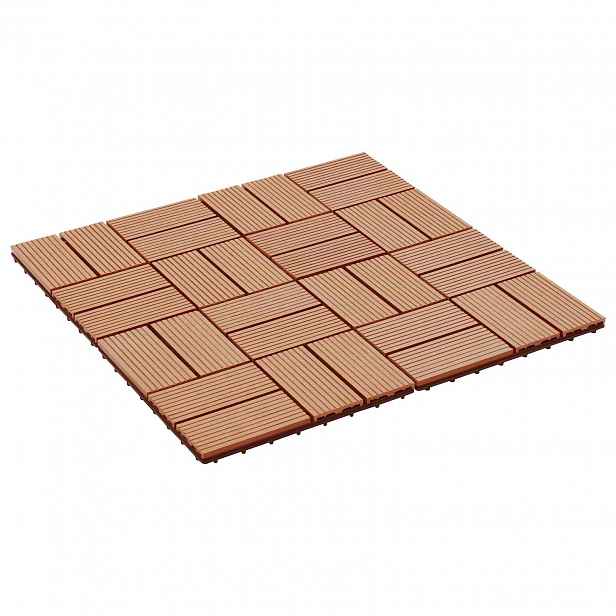 vidaXL Dlažba na terasu 22 ks Teak 30 x 30 cm WPC