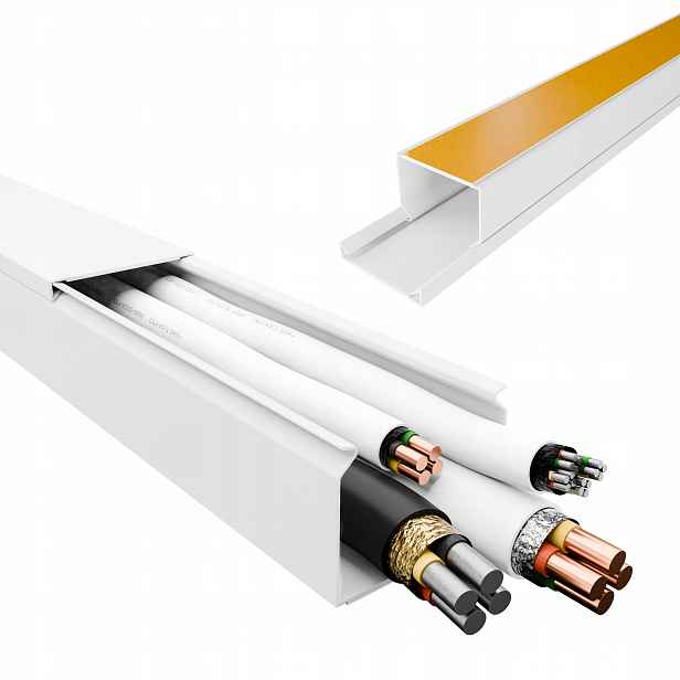 Kabelový kanál Pvc lišta 25x16 mm 16x1 m, kabelový žlab, bílý, samolepící
