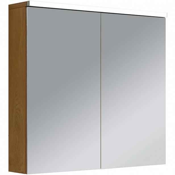 Koupelnová zrcadlová skříňka s LED osvětlením Avia - dub medový - 75x70x16,5 cm