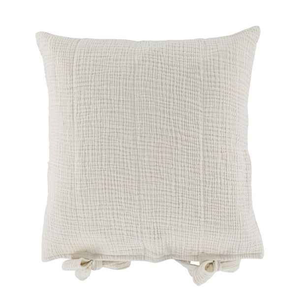 Krémový mušelínový povlak na polštář s vázáním Aix - 45*45 cm Chic Antique
