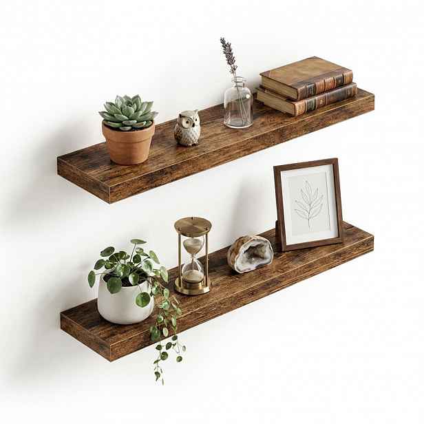 Relaxdays POLICE Vintage hnědá plovoucí 2-ks 80x20 cm
