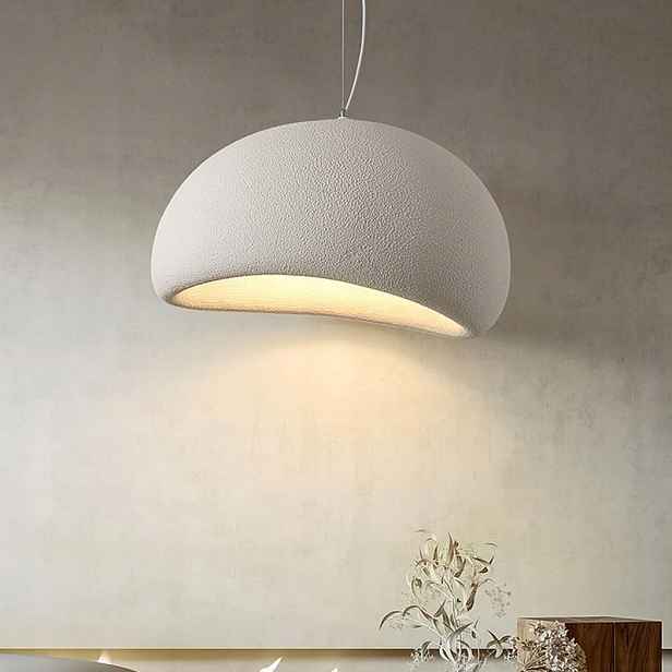 Závěsná lampa Wabi-Sabi 50 cm Lustr Kámen Ptačí hnízdo Japandi Bílá