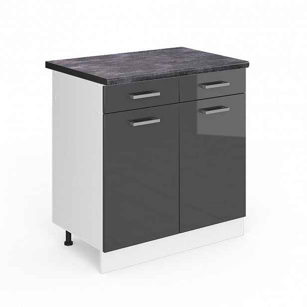 Vicco SPODNÍ SKŘÍŇKA KUCHYŇSKÉ LINKY R-Line Antracitový vysoký lesk 80 cm , PD Antracit