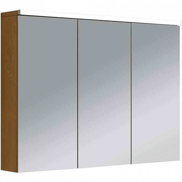 Koupelnová zrcadlová skříňka s LED osvětlením Avia - dub medový - 95x70x16,5 cm