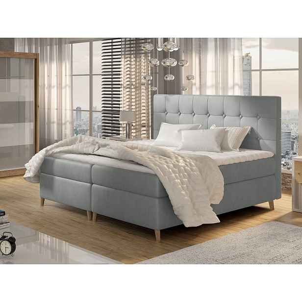 Moderní box spring postel Ariel 180x200, šedá HELCEL