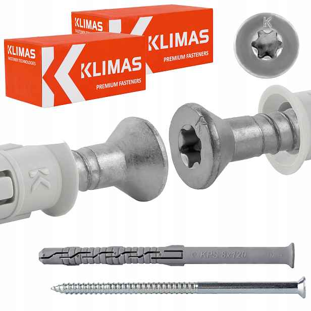 Rámové rozpěrné hmoždinky 8x120 mm 100 ks kuželová hlava Torx Klimas Kps-fast