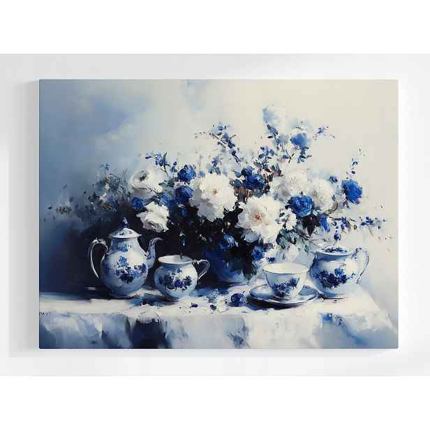 Plakát Květiny Čínský Porcelán Servis Káva Čaj 100x75