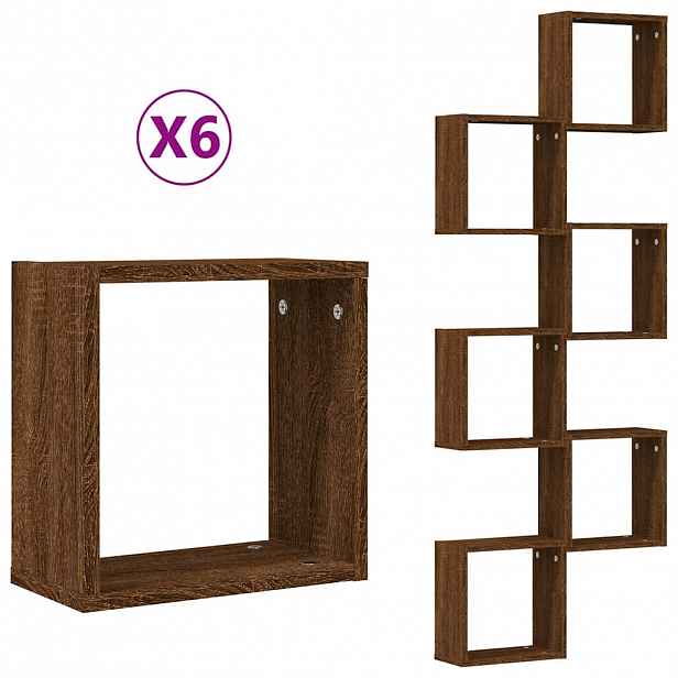 vidaXL Nástěnné police kostky 6 ks hnědý dub 30 x 15 x 30 cm