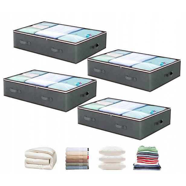 4X Taška Pod Postel Pro Ukládání Oblečení, Boxy, Organizér, Nádoby 90 L