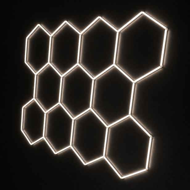 Bílý Led hexagon HEX11 4000K garážové auto studio 322W 229x315 cm
