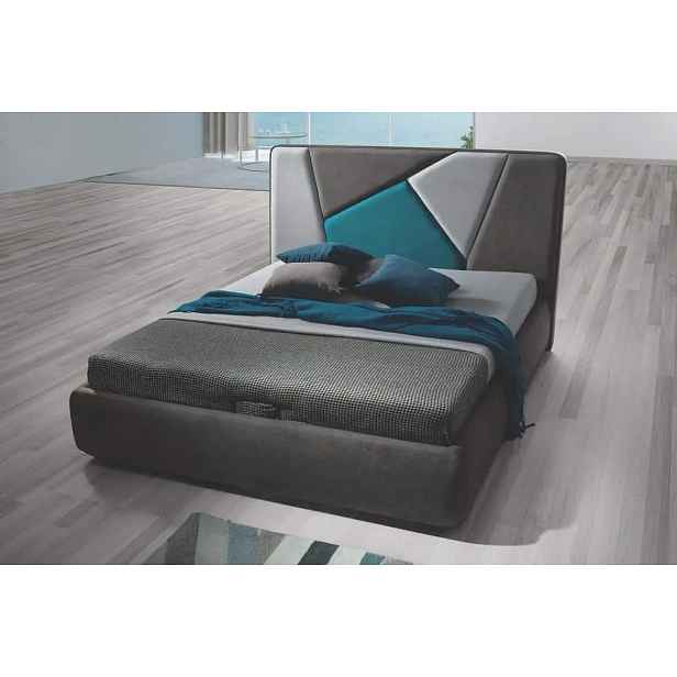 Casarredo Čalouněná postel s ÚP 160x200 GROSIO hnědá/šedá/tyrkys