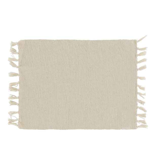 Krémové bavlněné prostírání se střapci Éternel - 34*45 cm Chic Antique