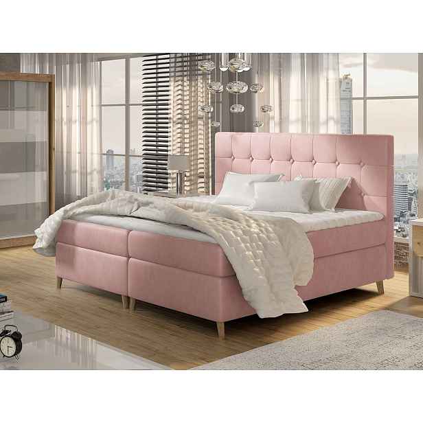 Moderní box spring postel Ariel 180x200, růžová HELCEL