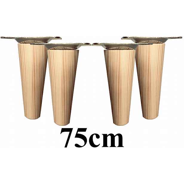 Nohy dřevěné zúžené 75 cm 4ks plechy