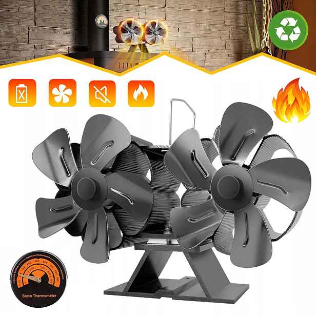 10-ČEPELOVÝ Tichý Krbový Ventilátor Napájený Teplem, Ventilátor Pro Kamna
