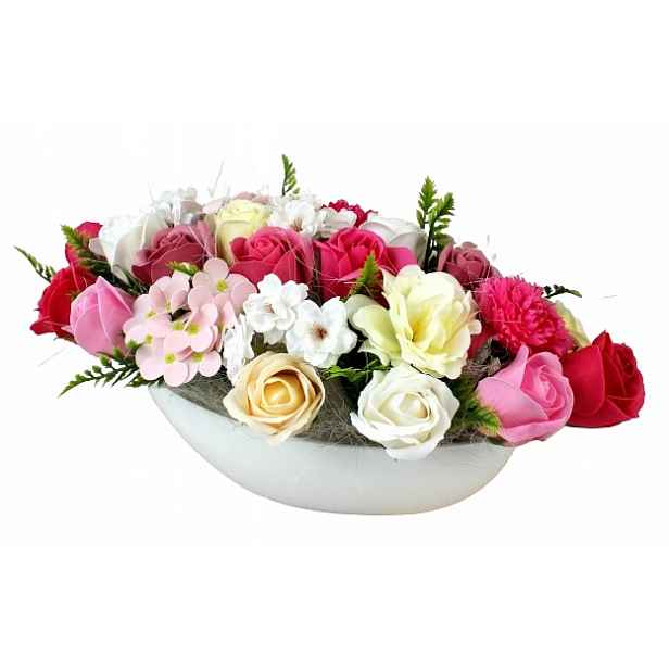Kytice Mýdlové Květiny Flower Box Na Komodu Ležící Dárek Mýdlo