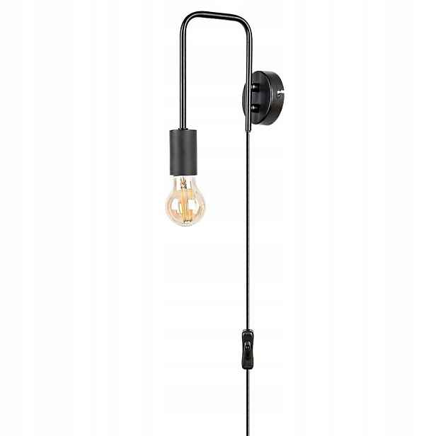 Moderní černá nástěnná lampa s ramenem a vypínačem
