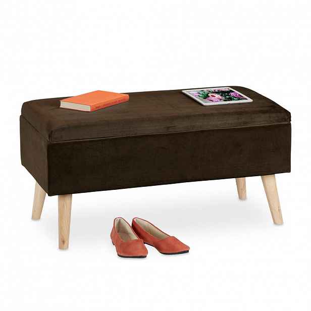 Relaxdays LAVICE Hnědá sametová úložný prostor 80 cm