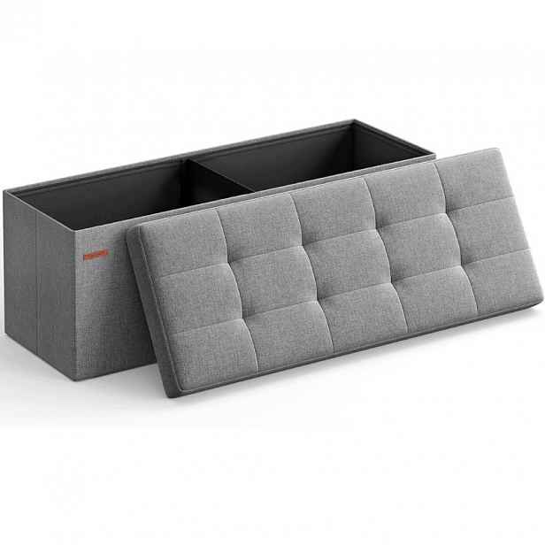 Úložný taburet LSF77GV2, 110 x 38 x 38 cm, nosnost 300 kg, světle šedý