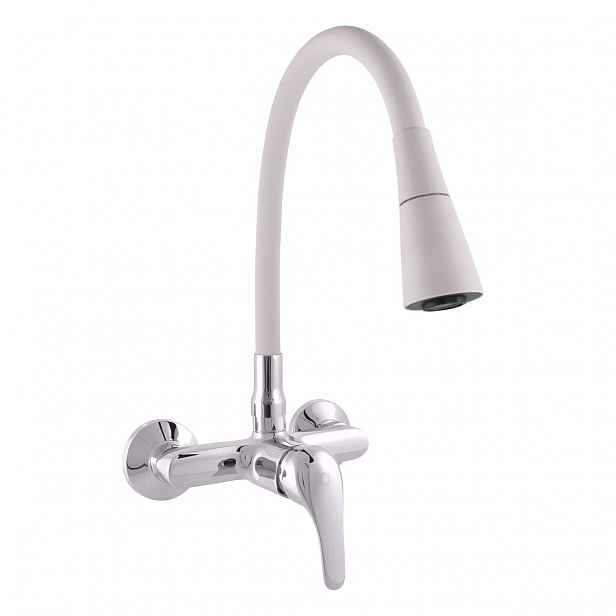 Dřezová baterie RAV SLEZÁK SÁZAVA se silikonovým ramínkem 100 mm šedá/chrom SA002.0/13S