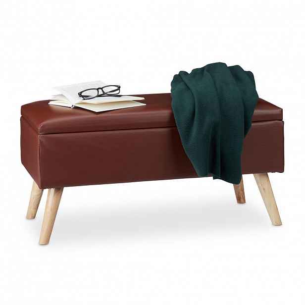 Relaxdays LAVICE Hnědá s úložným prostorem umělá kůže 80 cm