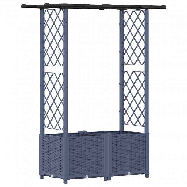 vidaXL Vyvýšený záhon s treláží a střechou Šedá 124,5 x 40 x 136 cm PP
