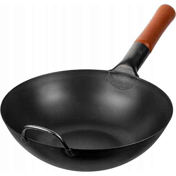 Wok Yosukata 34 cm ocel bez povrchové úpravy, ploché dno, plynová indukce