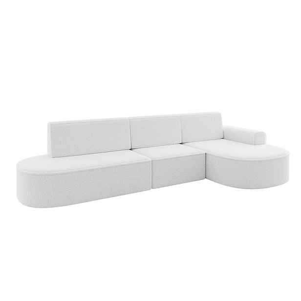 ALTDECOR ROHOVÁ SEDAČKA s funkcí spaní a otomanem, pravá MARI-L2-S 368x167x85 Bílá Buklé