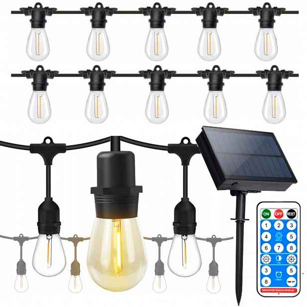 Solární Led Girlanda 10 M S Solárním Panelem Pro Osvětlení Chaty