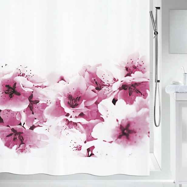Spirella sprchový závěs Amanda, motiv květin, bílý, 180 x 200 cm, polyester
