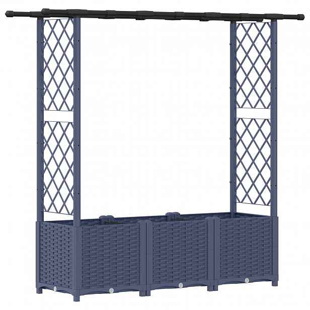 vidaXL Vyvýšený záhon s treláží a střechou Šedá 162,5 x 40 x 136 cm PP