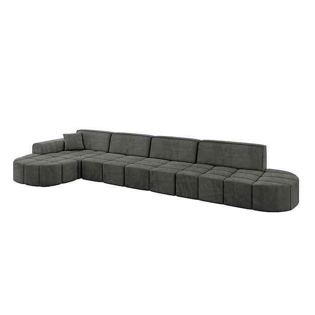 ALTDECOR ROHOVÁ SEDAČKA s otomanem, levá LIVO-L3 422x173x79,5 Tmavě šedá Velur