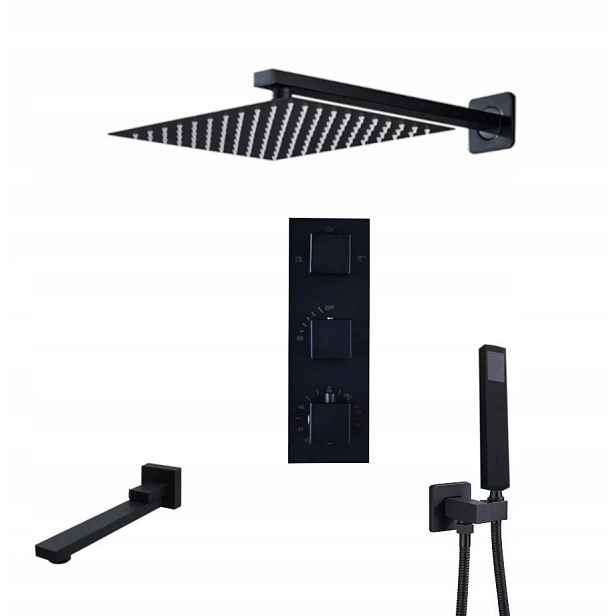 Podomítkový Set Termostat Vývod Černý Mat 40 CM