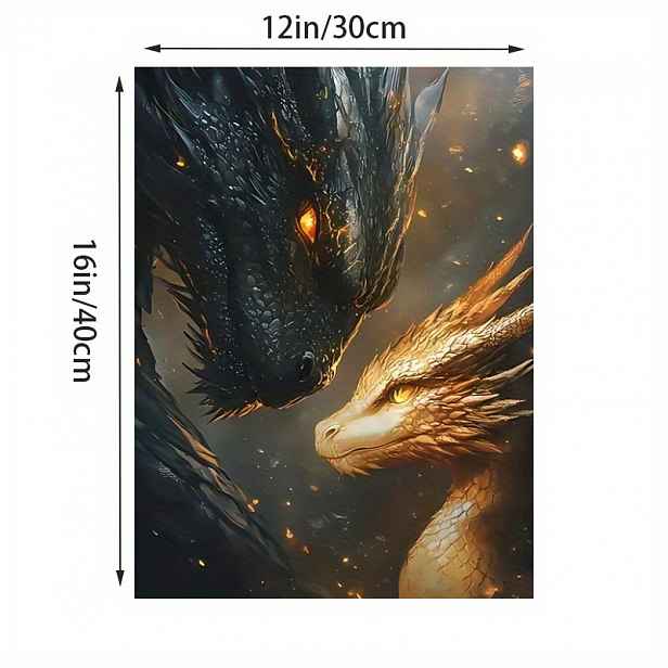 TEMU 2D plochý, 2D plochý, 1 ks bezrámového uměleckého díla s Tairnem a Andarnou z Čtvrtého křídla, plátěný tisk, epická fantasy nástěnná dekorace,