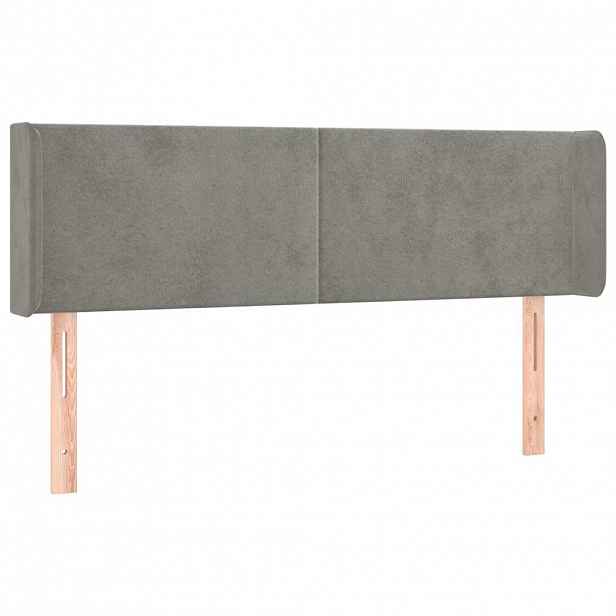 vidaXL Čelo postele typu ušák světle šedé 147x16x78/88 cm samet