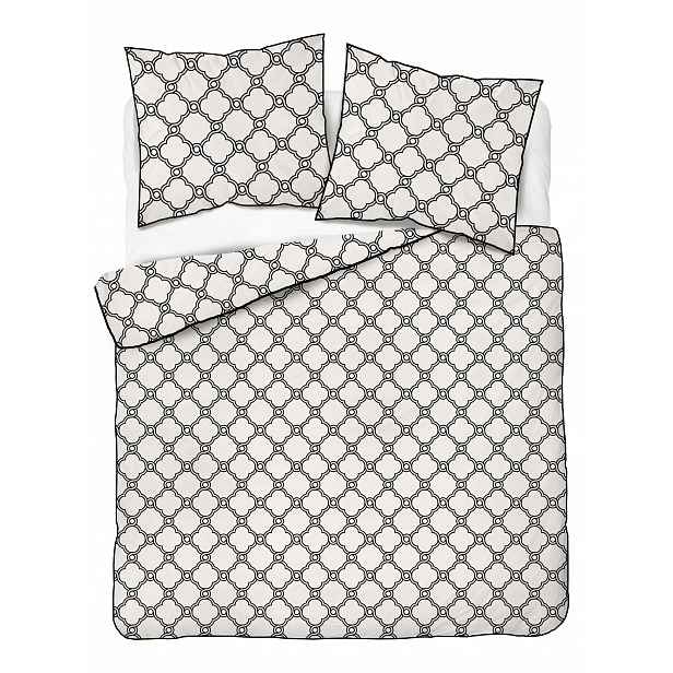 Elegantní perkálové povlečení s lemováním 220x200 Perkál černá a bílá 5592A