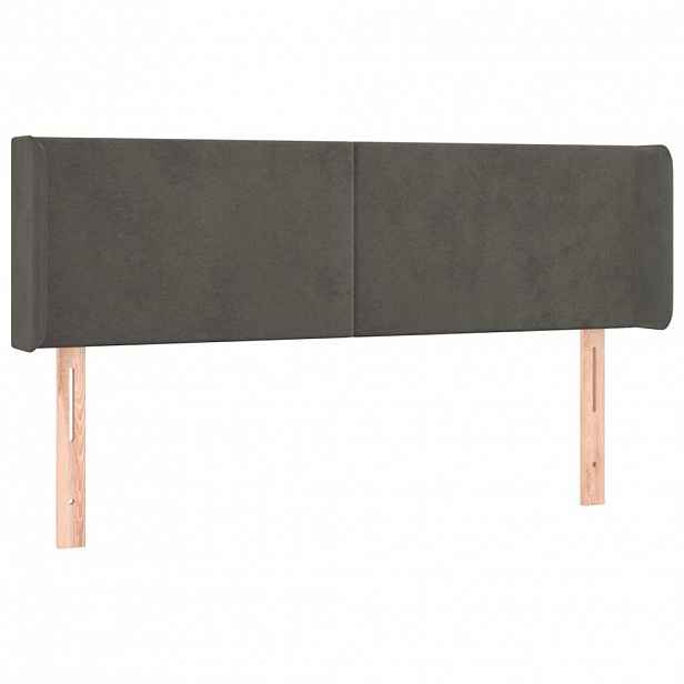 vidaXL Čelo postele typu ušák tmavě šedé 147x16x78/88 cm samet