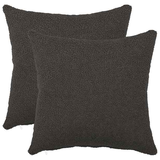 vidaXL Povlak na polštář 2 ks HEERLEN Tmavě šedá 30 x 30 cm Bouclé