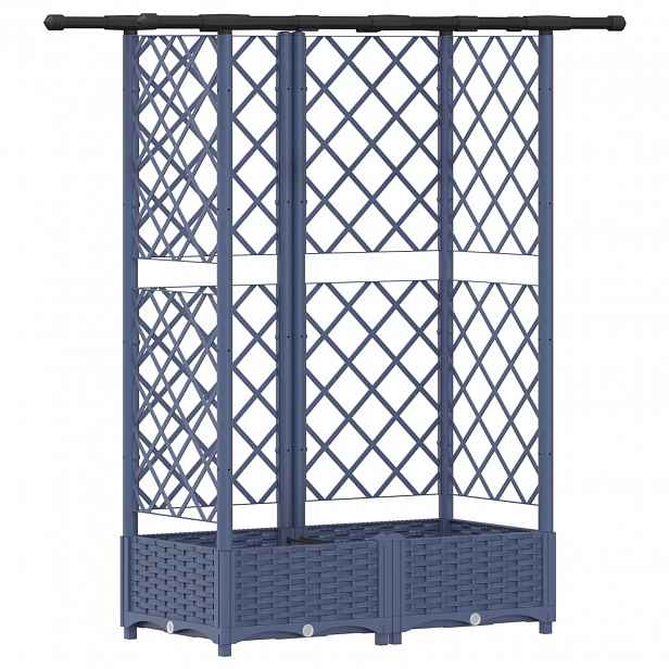 vidaXL Vyvýšený záhon s treláží a střechou Šedá 124 x 40 x 121 cm PP