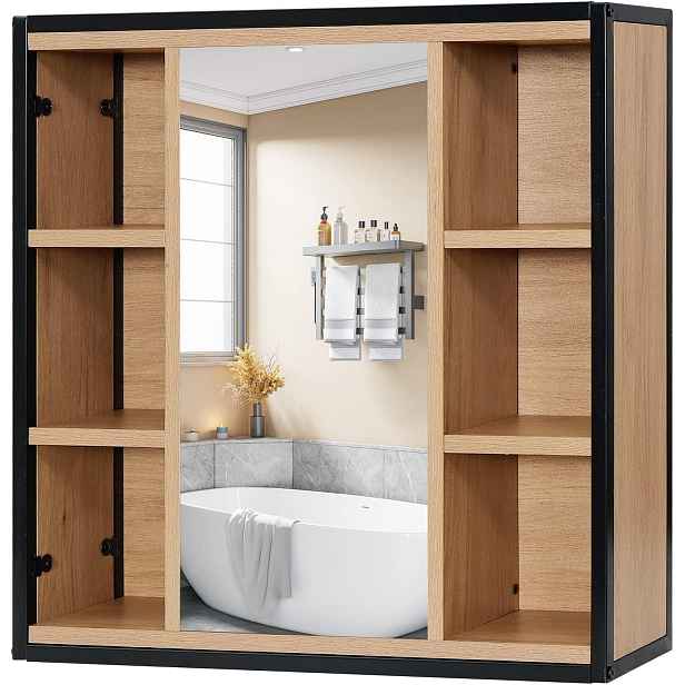 Závěsná Koupelnová Skříňka Se Zrcadlem Se Zrcadlem Eugad Rámová Černá Dub 60 X 16 X 58