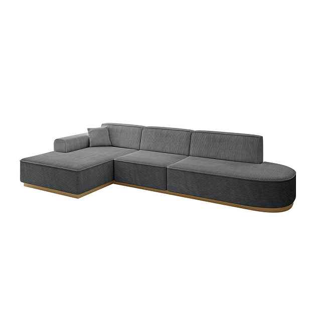 ALTDECOR ROHOVÁ SEDAČKA s otomanem, levá IREA-L2-v2 327x165x80 Tmavě šedá Manšestr